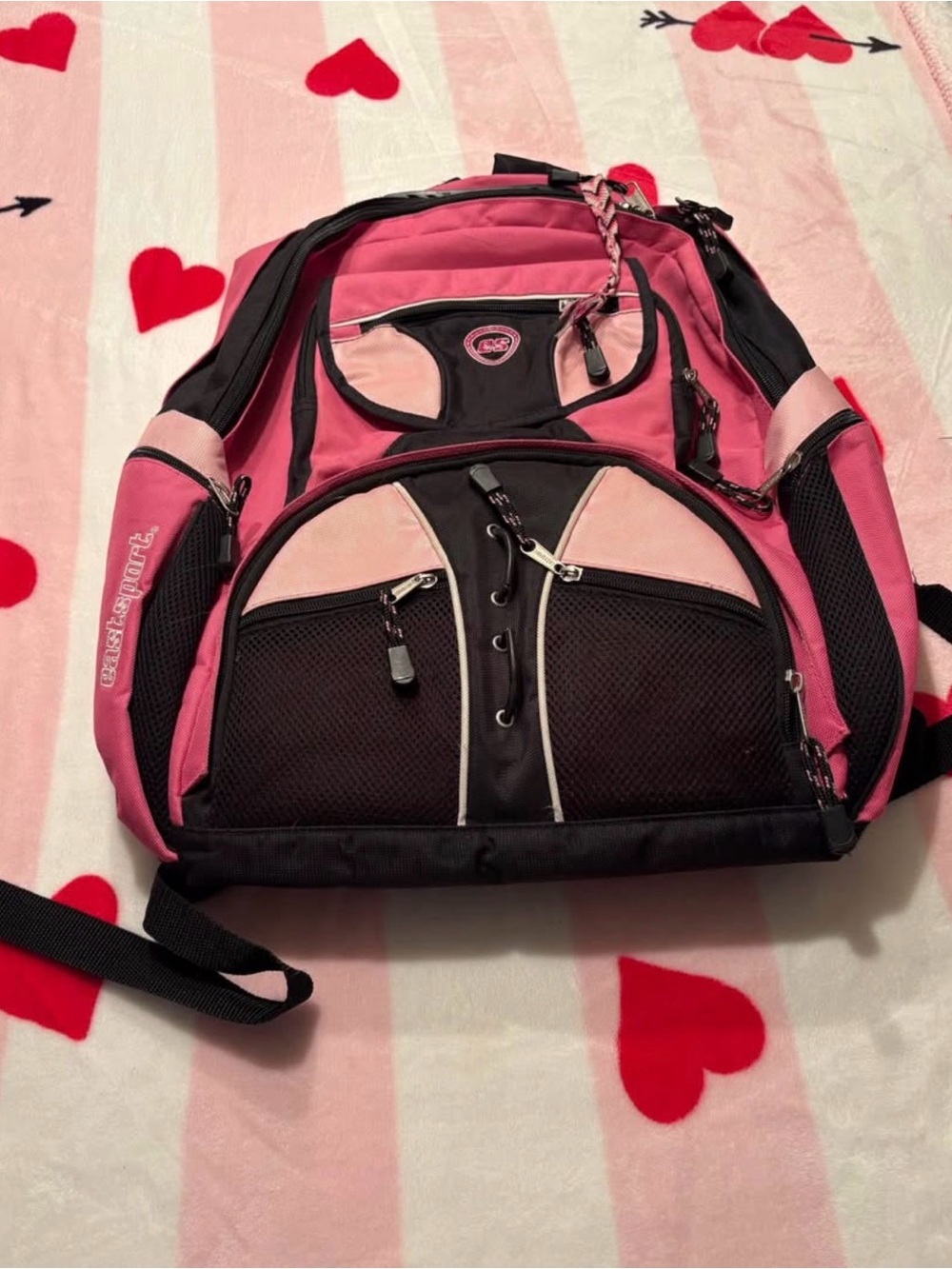 Pink and Black Backpack - Casual Women's Bag